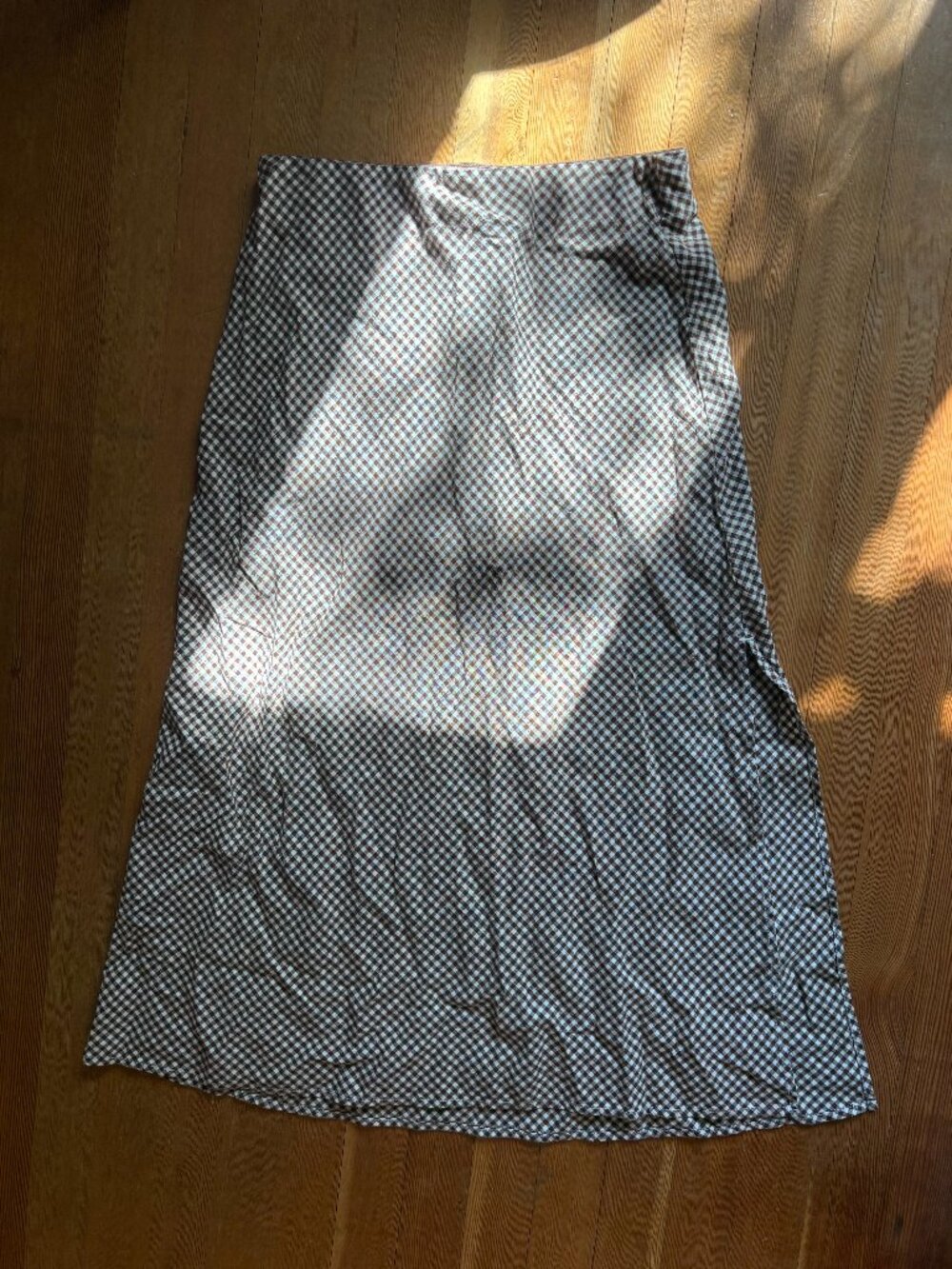 Adorable Gap brown gingham linen blend midi skirt